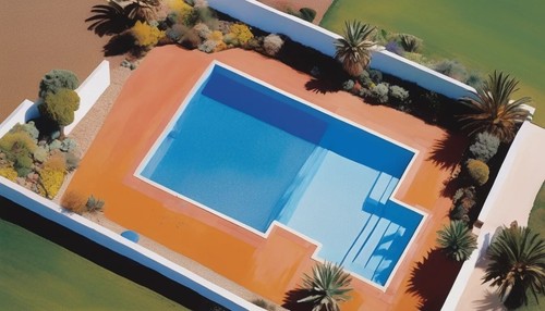Drone pittura piscina - pittura, spiaggia